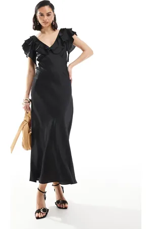 New Look Ruffle sleeve satin midi dress in