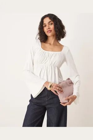 ASOS Flute sleeve babydoll top in ivory