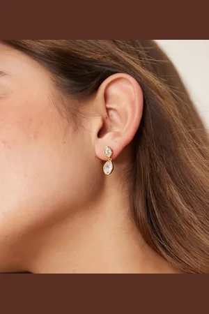 Orelia Crystal double drop earrings in 18k plated