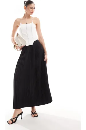 Extro & Vert Corset contrast midi dress with pleated skirt in mono