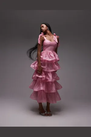 & OTHER STORIES Corset front tiered maxi dress in