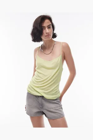 Topshop Sheer rib cami in lime