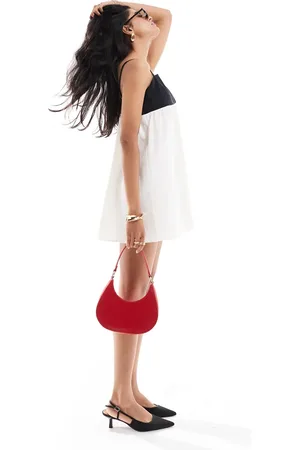 ASOS Textured strappy mini dress in contrast black and white