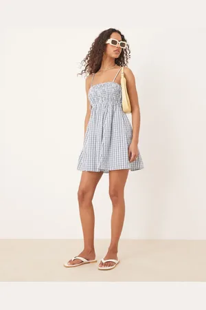 Abercrombie & Fitch Babydoll smocked mini dress in gingham