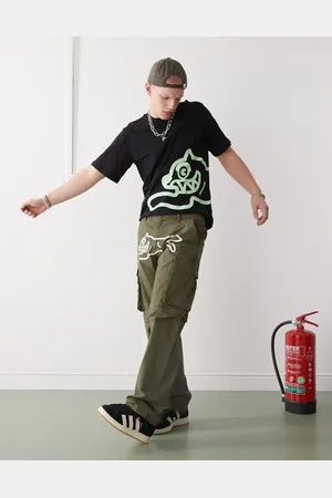 ICECREAM Running dog zip off cargo trousers in khaki
