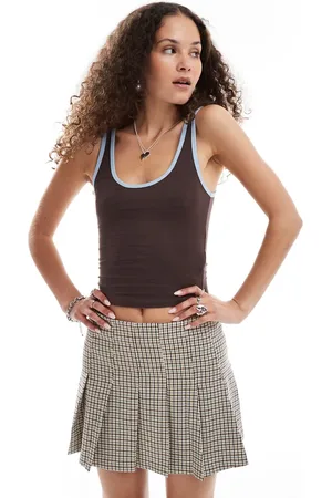 Motel Jastiya deeop scoop ringer vest in and blue