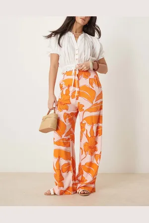 ASOS Tailored high waist seam detail trousers co-ord with linen in palm print