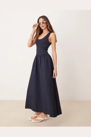 MANGO Drop waist midi dress in