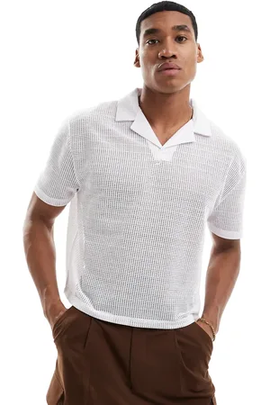 ASOS Cropped relaxed polo in open mesh