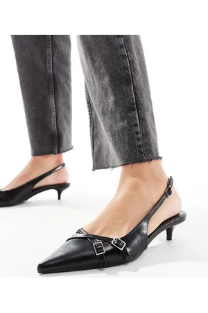 Pull&Bear Slingback kitten heel with buckle detail in