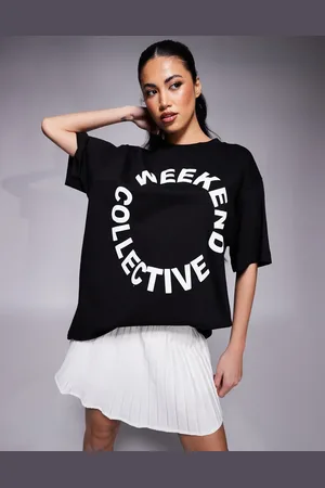 ASOS Weekend Collective Icon oversized t-shirt with circle logo graphic in