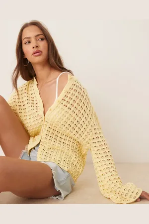 ASOS Knitted cardigan with angel sleeve in buttermilk