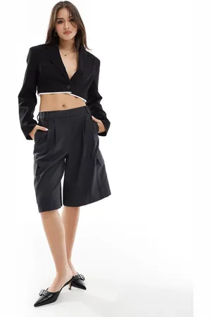 Bershka Shirt detail cropped blazer co-ord in