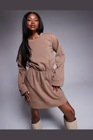 ASOS Sweat asym mini dress in beige