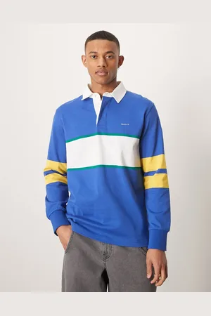 GANT Logo chest stripe stripe heavyweight rugby polo in mid