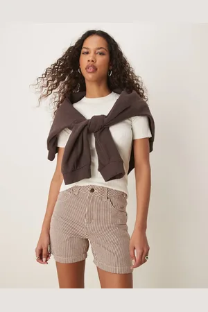 Dickies Hickory stripe carpenter shorts in cappuccino