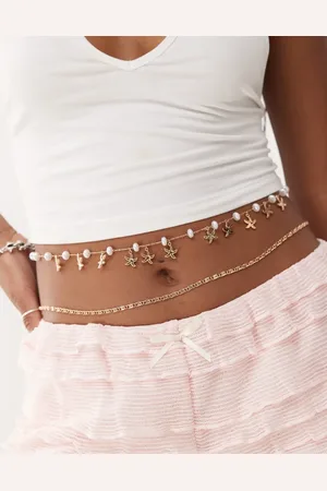 Reclaimed Belly chain 2 pack with starfish charms and pearls in