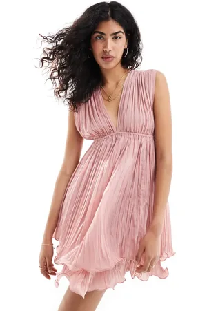 ASOS Plunge pleated mini skater dress in dusky