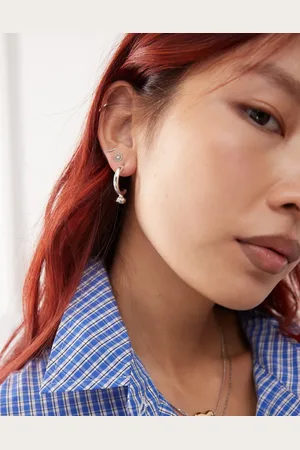 Weekday Half hoop earrings with stud detail in