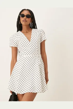Glamorous Wrap tie mini dress in polka dot