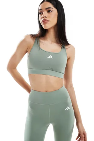 adidas Adidas Training Power React mid support sports bra in silver