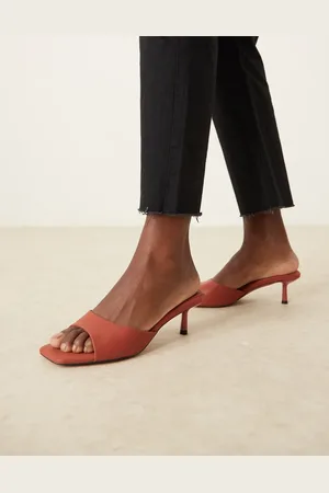 ASOS Hyped kitten heeled mules in rust