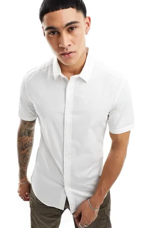ASOS Skinny short sleeve poplin shirt in