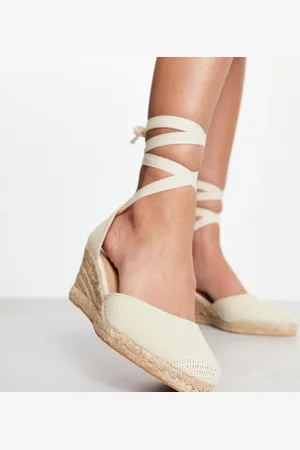 London Rebel London Rebel Wide Fit espadrille wedges in ecru