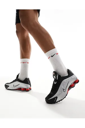 Nike Shox R4 trainers in metallic and red