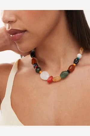Reclaimed Mismatch beady necklace in colour