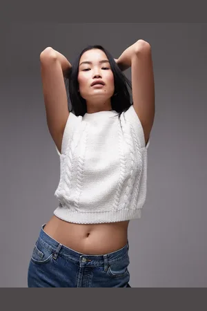 Topshop Knitted cable clean tank in ivory