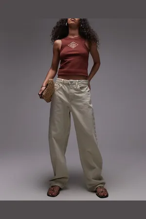 MANGO Cotton barrel jean in stone