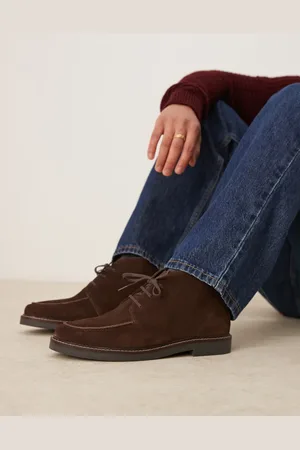 ASOS Lace up desert boots in suede with apron toe