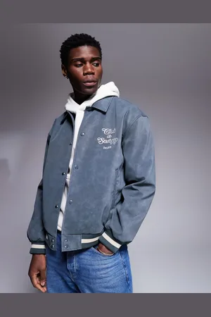 ASOS Oversized faux suede varsity jacket in