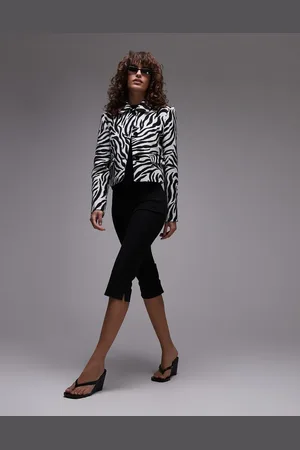MANGO Zebra print cropped jacket in
