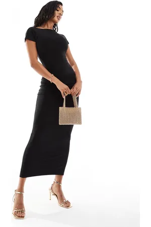 Kaiia Exclusive slinky cap sleeve low back maxi dress in