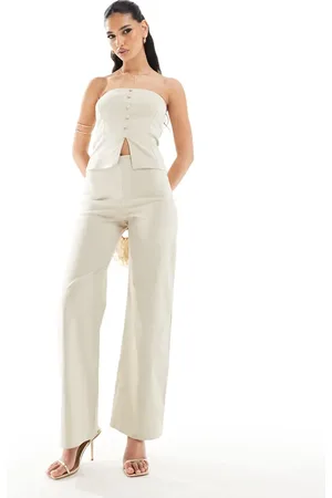 ASOS Co-ord clean wide leg trouser in stone