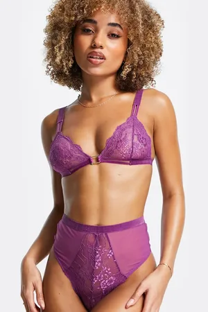 We Are We Wear Triangle bralette with velvet and hardwear trims in violet