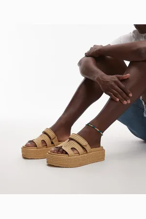 Steve Madden Big Missile chunky flatform sandals in raffia natural