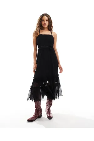 Reclaimed Tulle maxi dress with corsage belt and necklace in