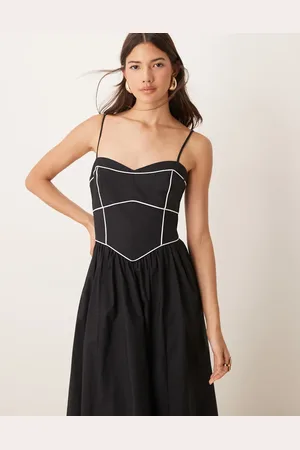 Forever New Contrast stitch drop hem maxi dress in