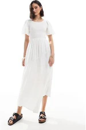 Threadbare Puff sleeve midi dress in