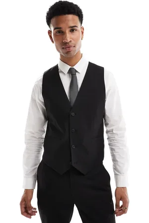 ASOS Slim suit waistcoat in subtle black herringbone