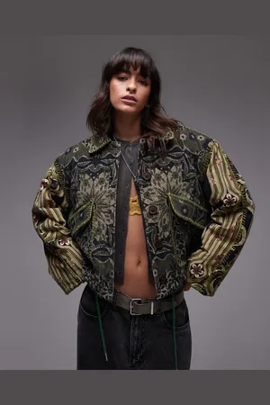 Free People Giving joy printed quilted jacket in emerald