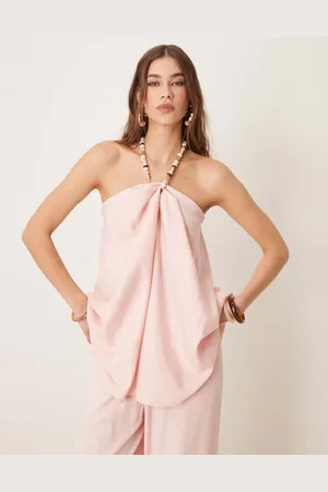 ASOS Beaded halter neck top co-ord in light