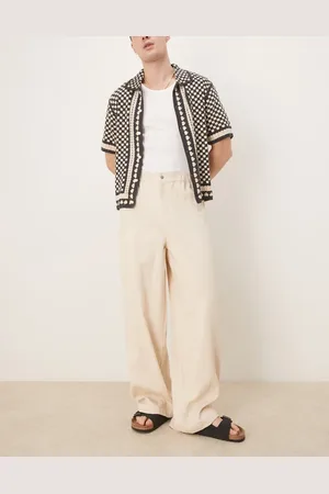 ASOS Oversized baggy linen look trouser in ecru