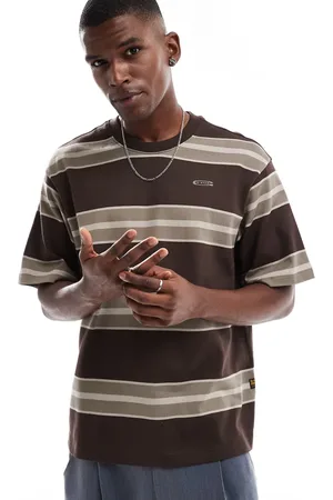 G-Star Boxy oversized t-shirt in and beige horizontal stripes