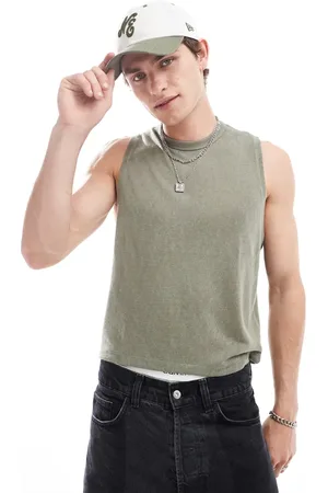 ASOS Linen look boxy vest in khaki