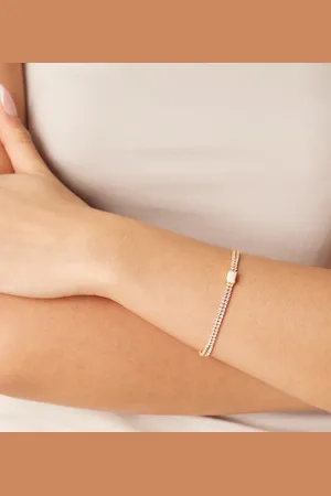 Orelia Opal & crystal double row tennis bracelet in 18k plated