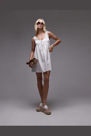 Topshop Poplin sundress with gathered dress in